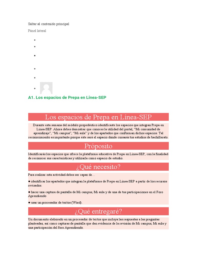 A1. Los Espacios de Prepa en Línea-SEP | PDF | Evaluación | Comunicación