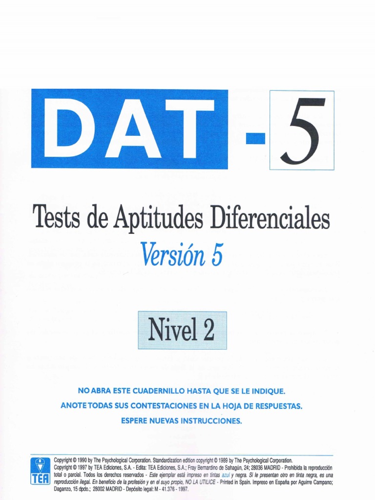 Test de Aptitudes Diferenciales DAT-5 | PDF