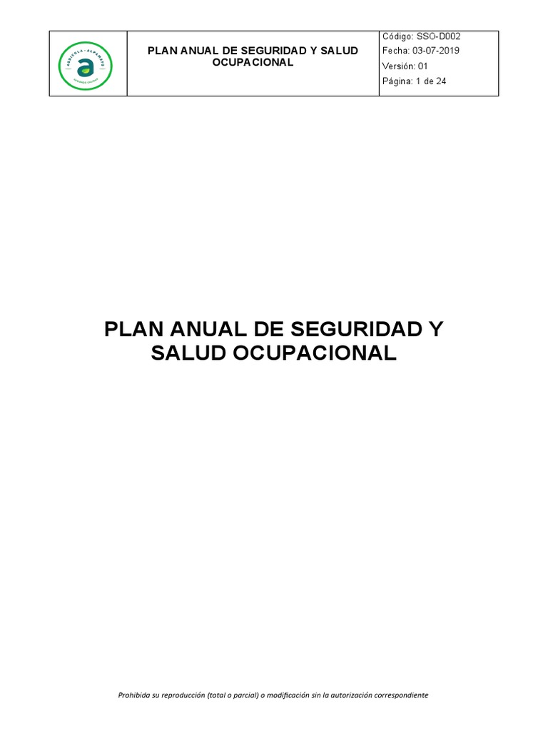 SO-D002 Plan Anual de Seguridad y Salud Ocupacional | PDF | Seguridad y ...