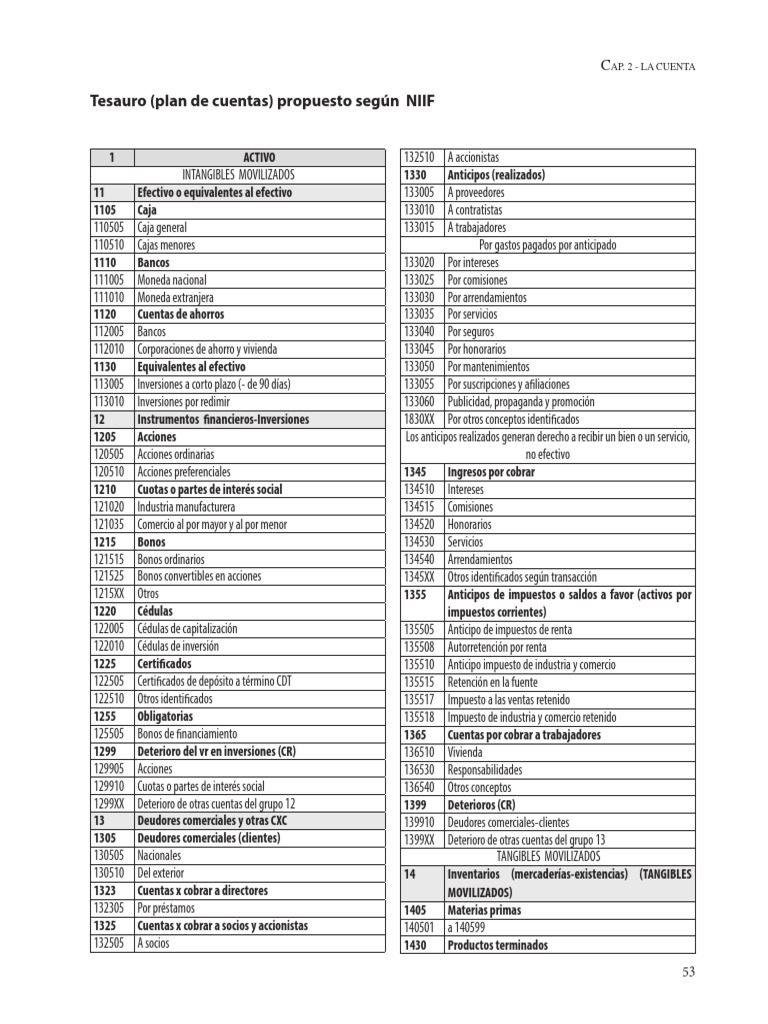 Plan de Cuentas según NIIF | PDF | normas internacionales de ...