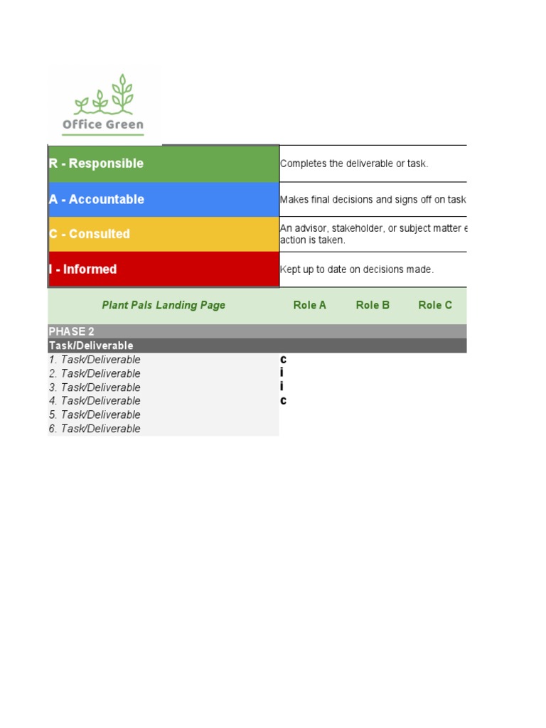Activity Template - RACI Chart - Phase 2 | PDF