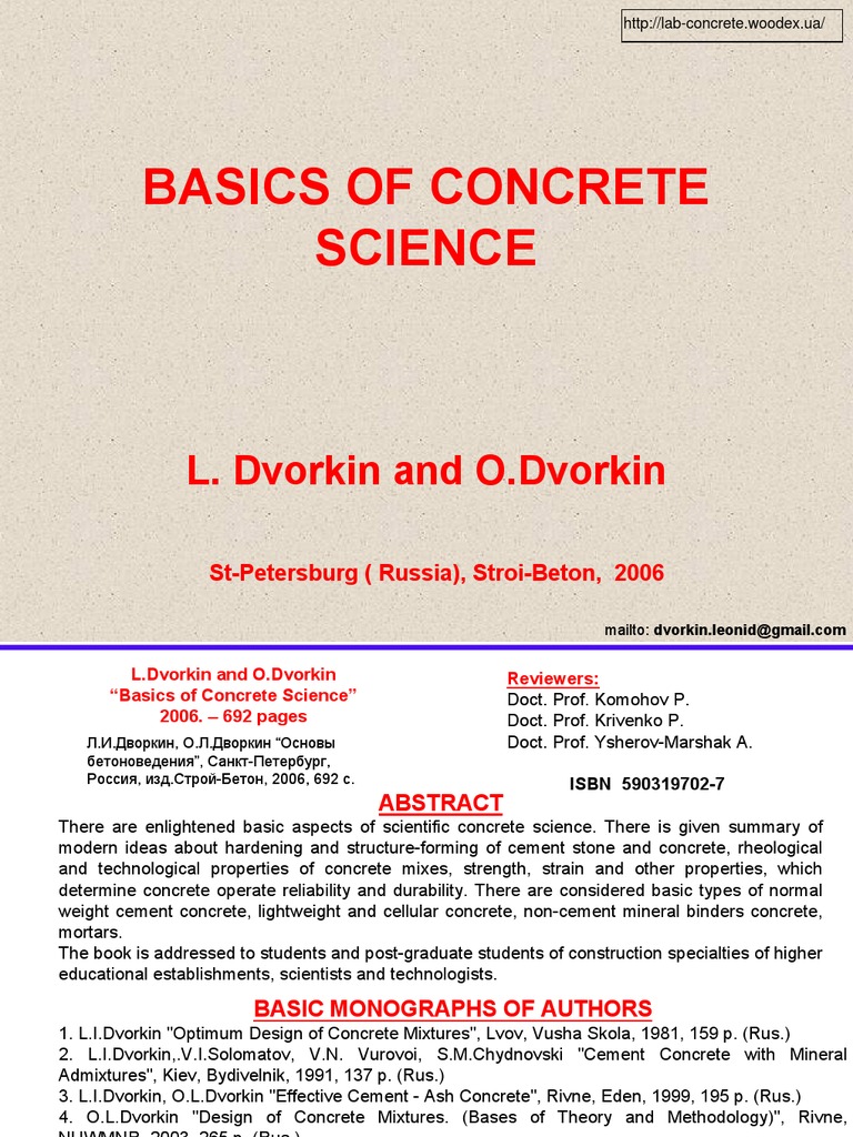 Basics of Concrete Science PDF Concrete Cement