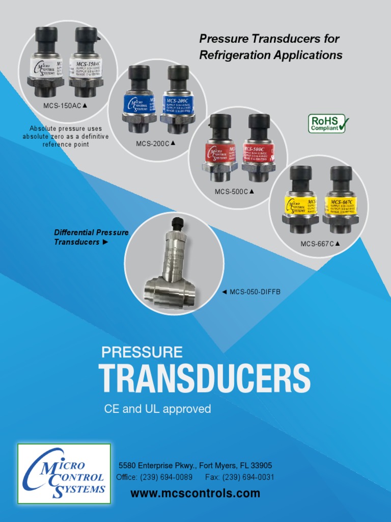 MCS Pressure Transducers PDF Pressure Measurement Electrical