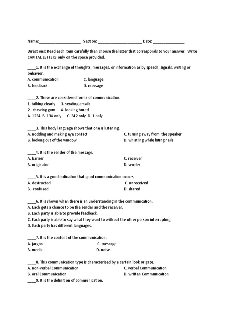 Oral Com 1st Periodical Test PDF Communication Nonverbal