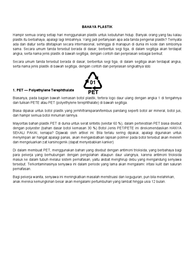 Safety Toolbox Talk Danger of Plastic PDF