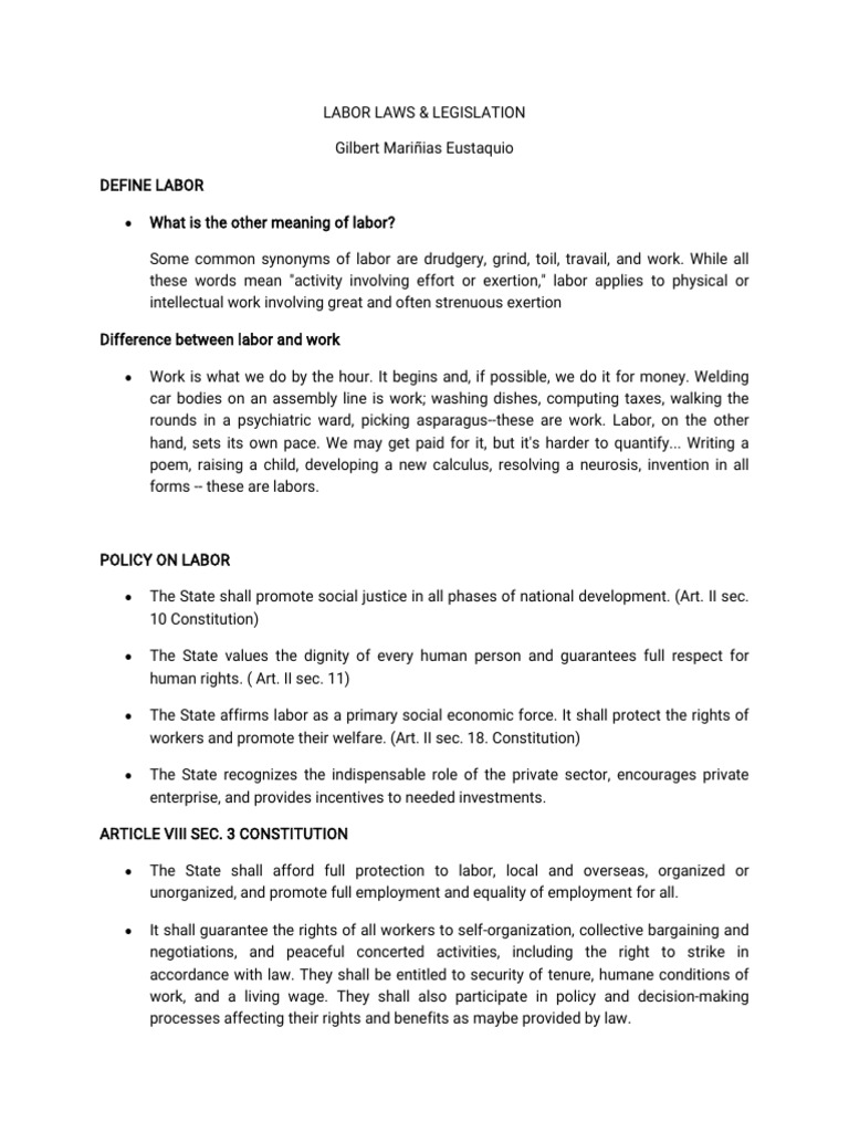 Understanding Labor Laws and Rights | PDF | Employment | Occupational ...