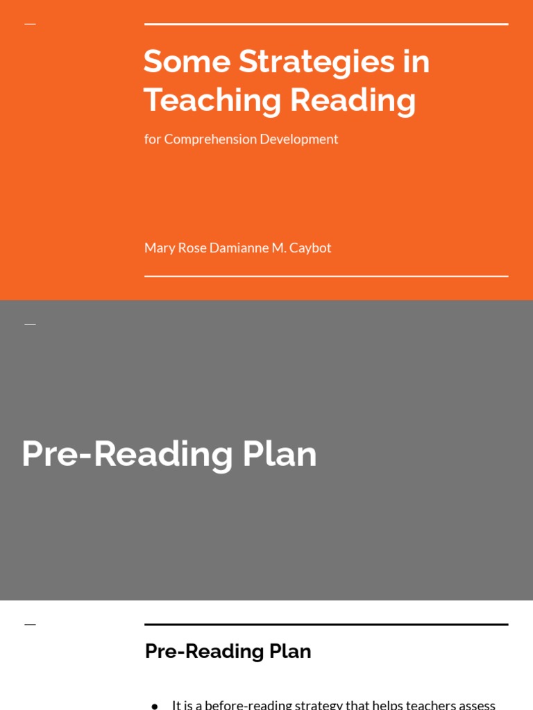 Some Strategies in Teaching Reading PDF Reading Comprehension