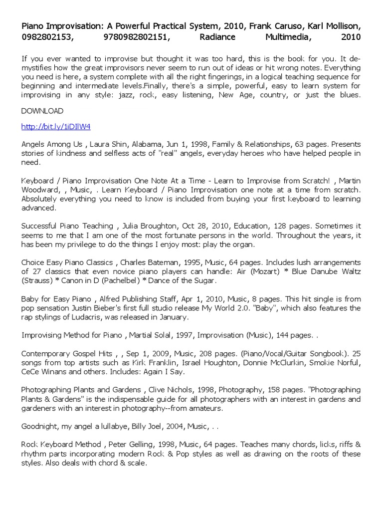 Dokumen Tips Piano Improvisation A Powerful Practical System 2010