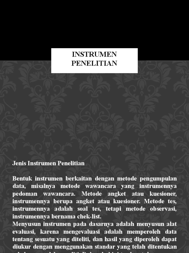 Jenis dan Validitas Instrumen Penelitian | PDF