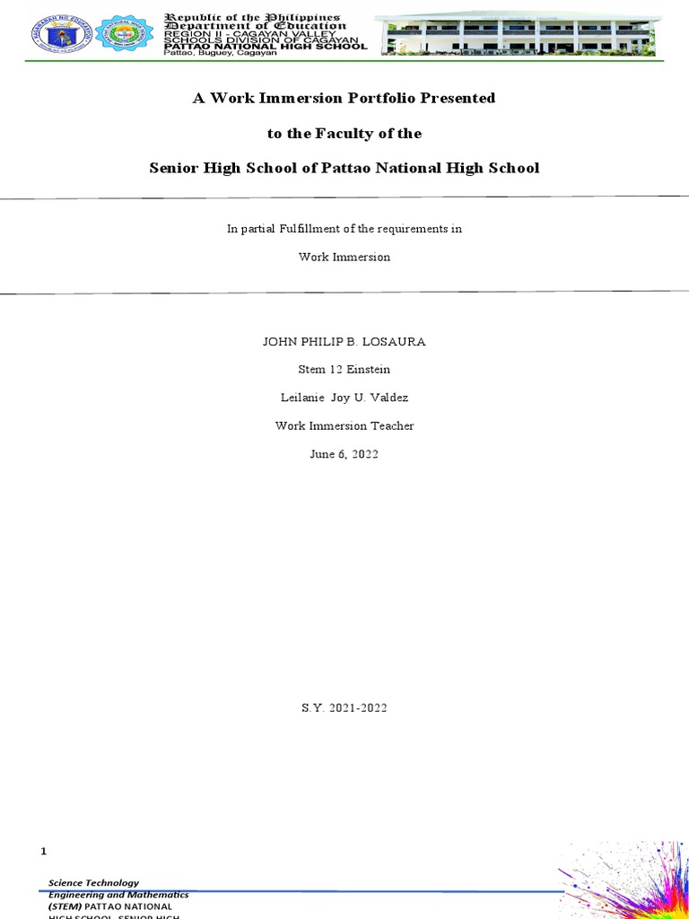 Work Immersion Portfolio Ph Pogi Idokqueen Pdf Job Interview