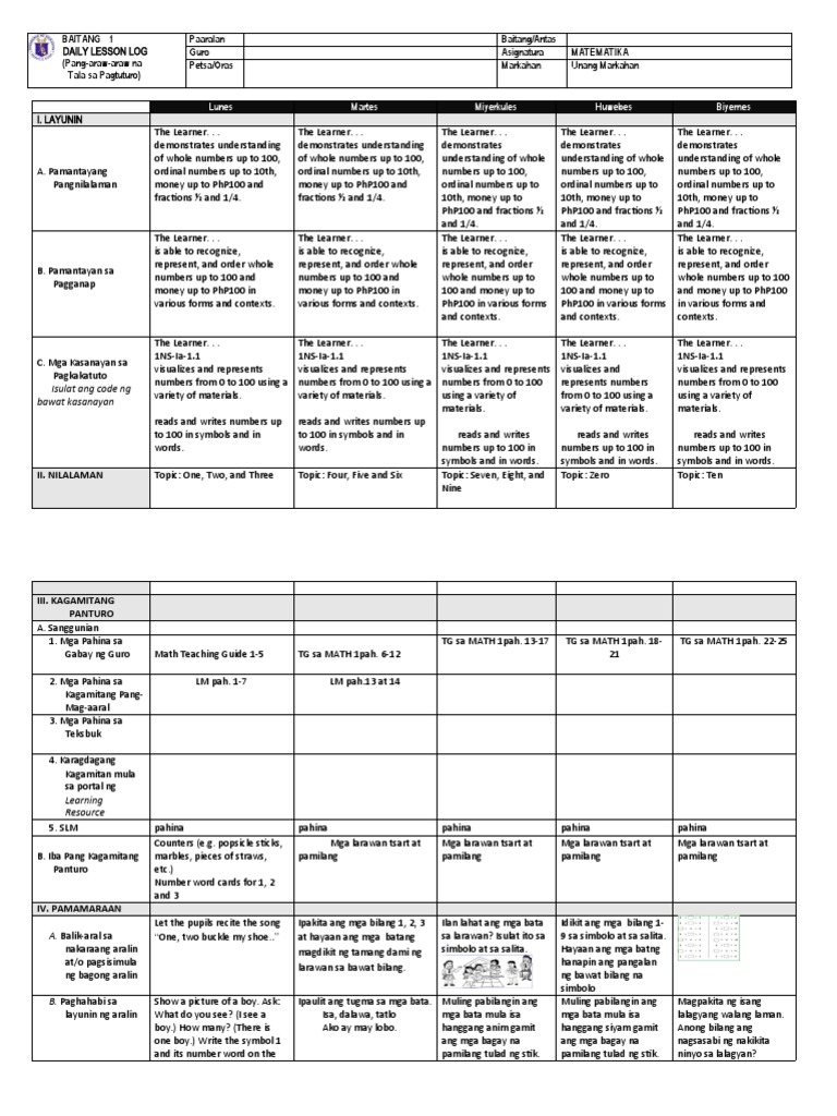 Grade 1 Math Lesson Plan | PDF