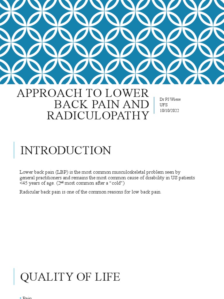 Approach To Lower Back Pain and Radiculopathy | PDF | Low Back Pain ...
