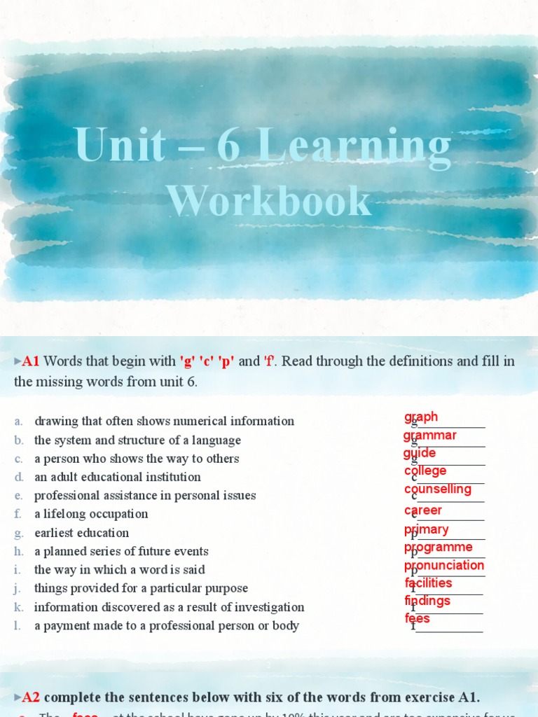 Unit 6 Learning Workbook Exercises | PDF | Grammar | Human Communication