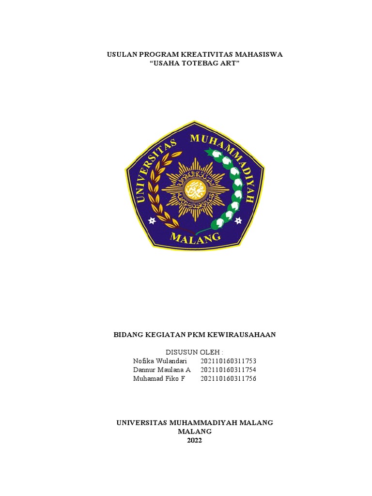 Proposal Kewirausahaan PKMK | PDF | Karier & Perkembangan | Seni