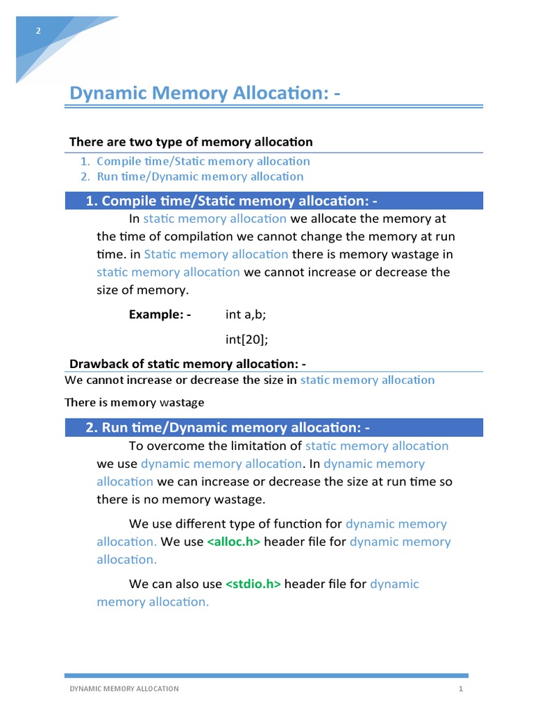 Dynamic Memory Allocation Pps | PDF | Pointer (Computer Programming ...