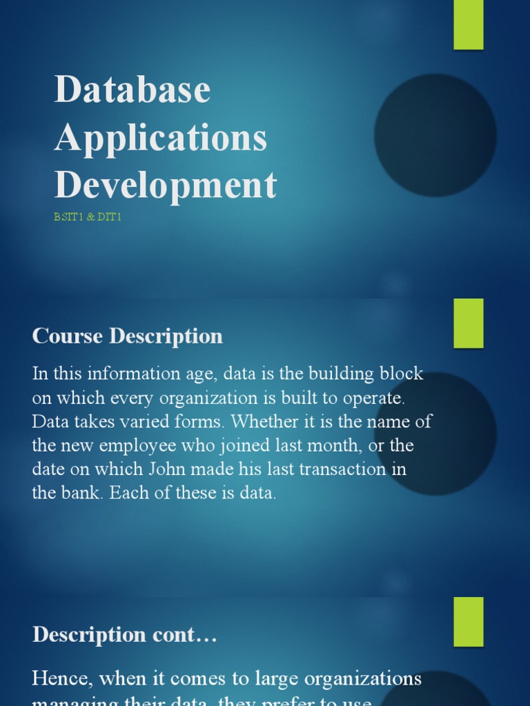 Database Applications Development - Introduction | PDF | Databases ...