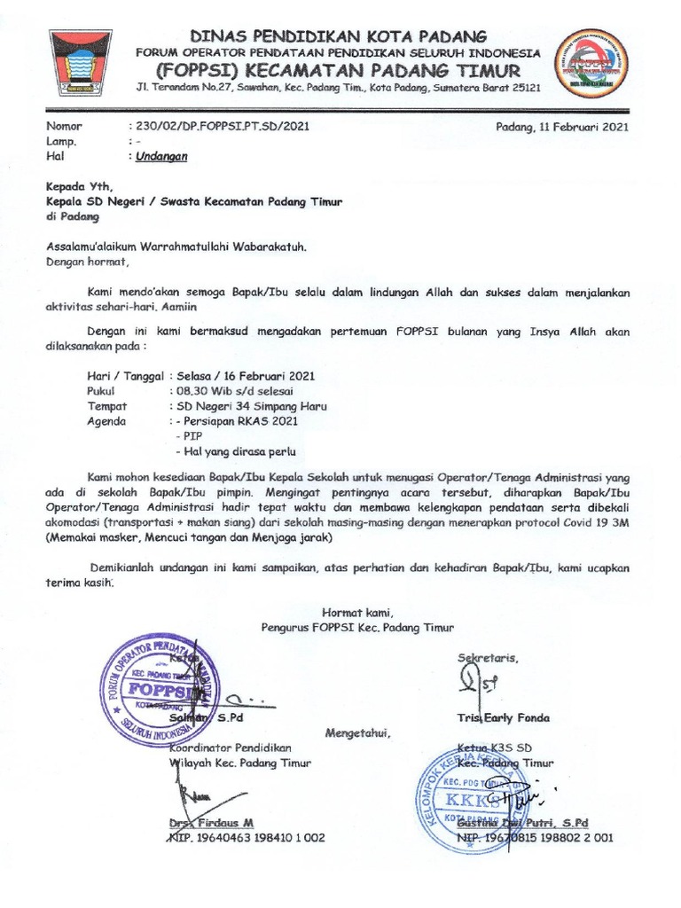 Undangan Rapat Februari 2021. | PDF
