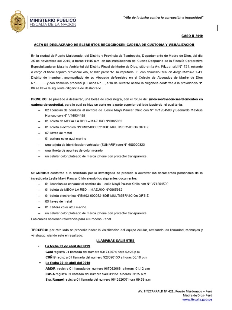Acta de Lacrado | PDF | Justicia | Crimen y violencia