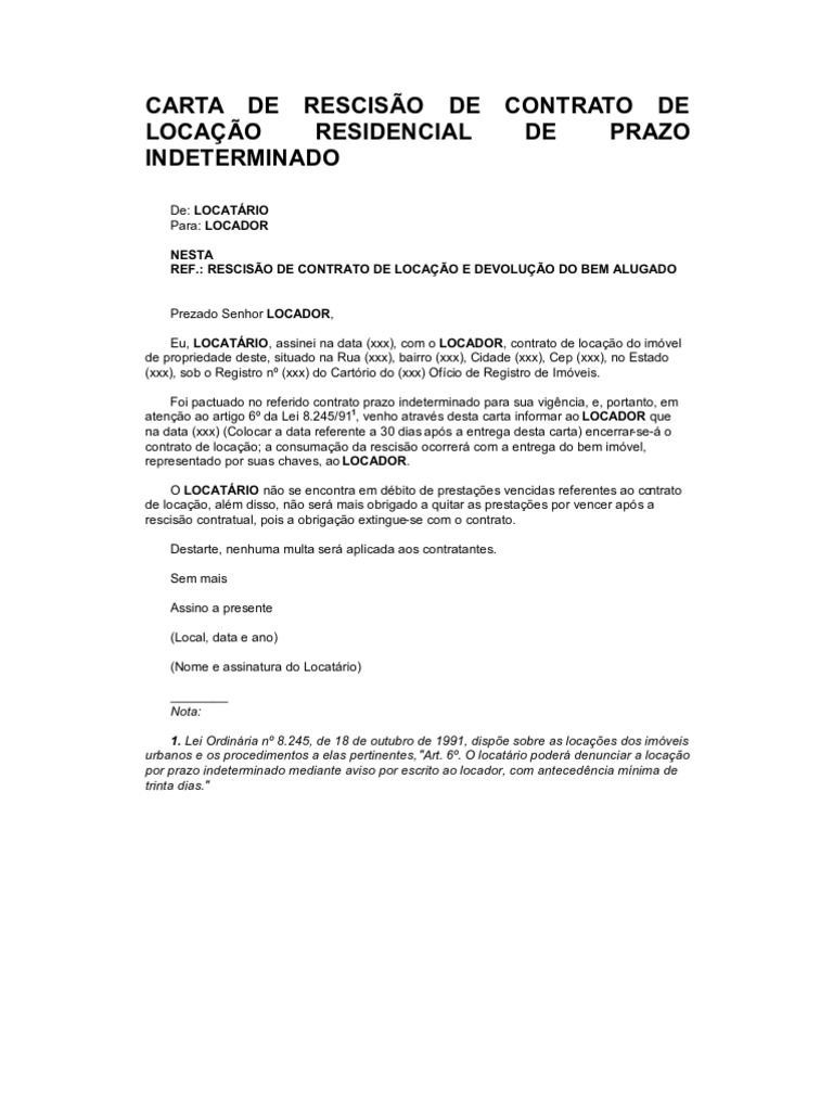 Como Escrever Uma Rescisão De Contrato