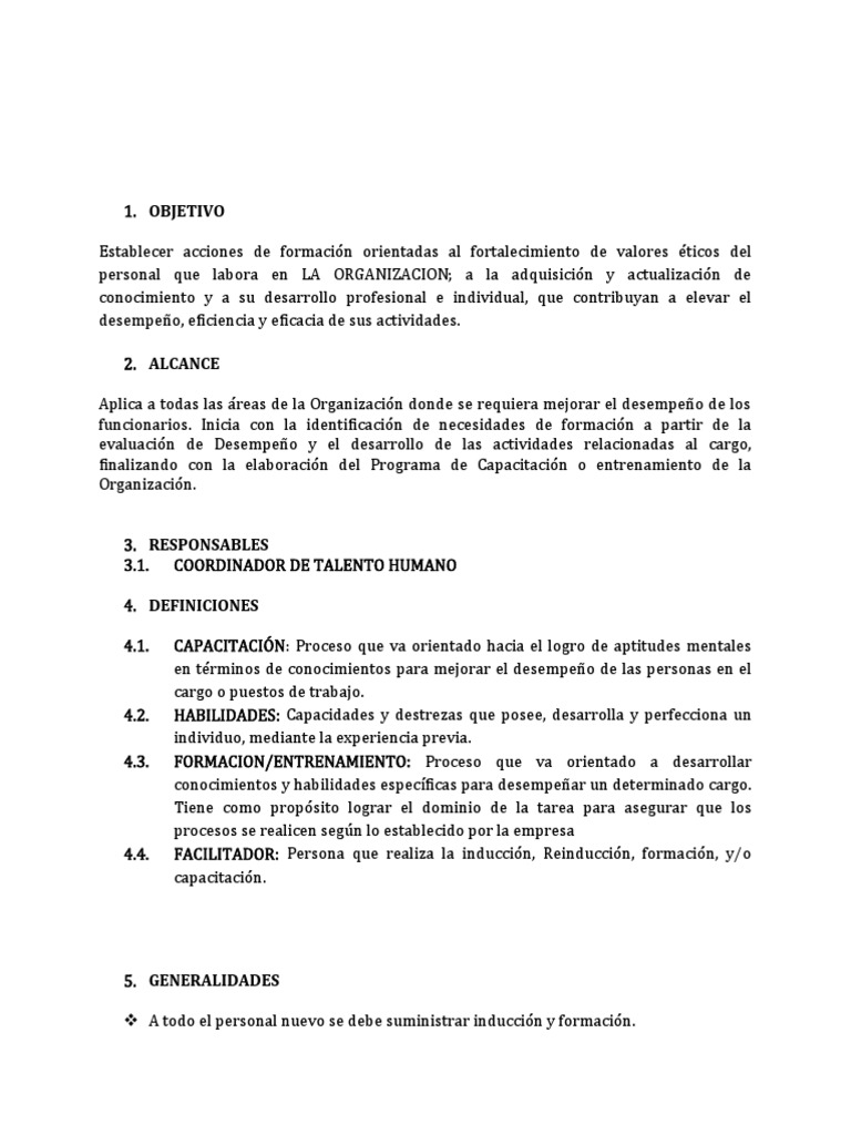 MPGTHPC03 Procedimiento de Capacitacion o Formación PDF Creación