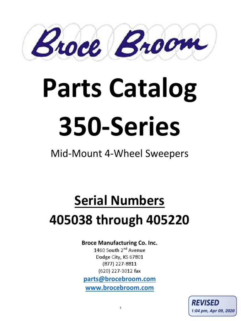 350 Series Broce Broom Parts Catalog 405038405220 PDF