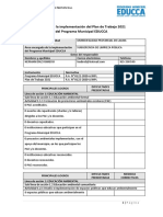 Reporte de implementación del Plan de Trabajo 2021 del Programa Municipal EDUCCA