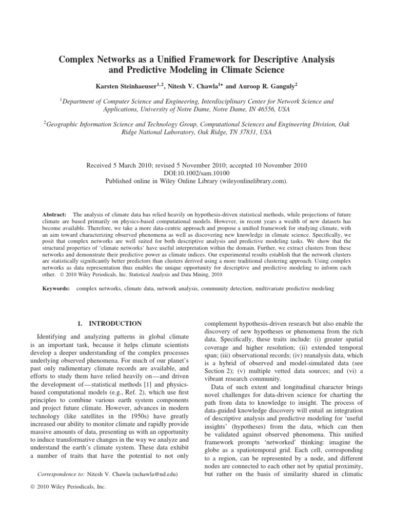 Complex Networks in Climate Analysis | PDF | Cluster Analysis | Statistics