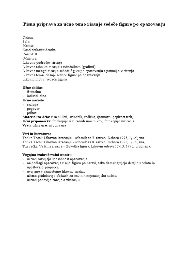 Likovna Priprava Figura | PDF