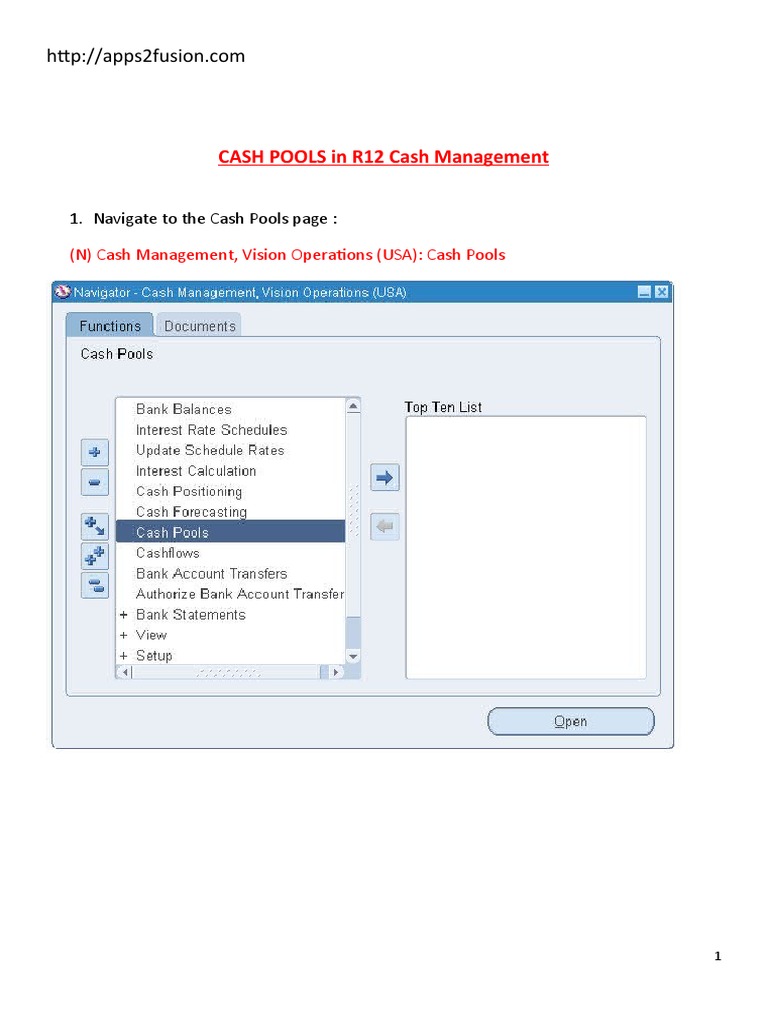Creating Cash Pools in R12 Management | PDF | World Wide Web | Internet ...
