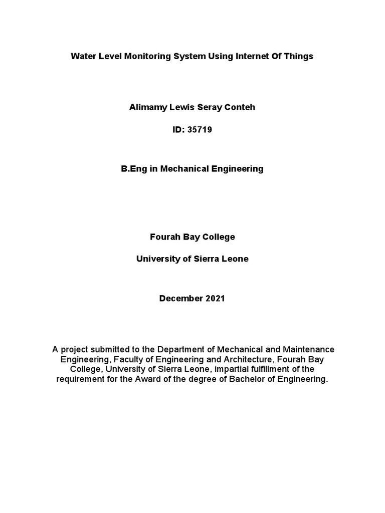 IoT Water Level Monitoring System Report | PDF | Computers | Technology ...