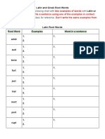 Latin and Greek Root Words Table