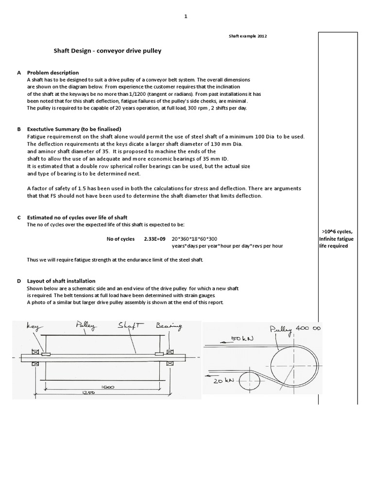 Drive Pulley Shaft Design Analysis | PDF | Belt (Mechanical) | Force