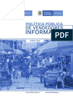 Política Pública de Vendedores Informales: Diagnóstico y Objetivos