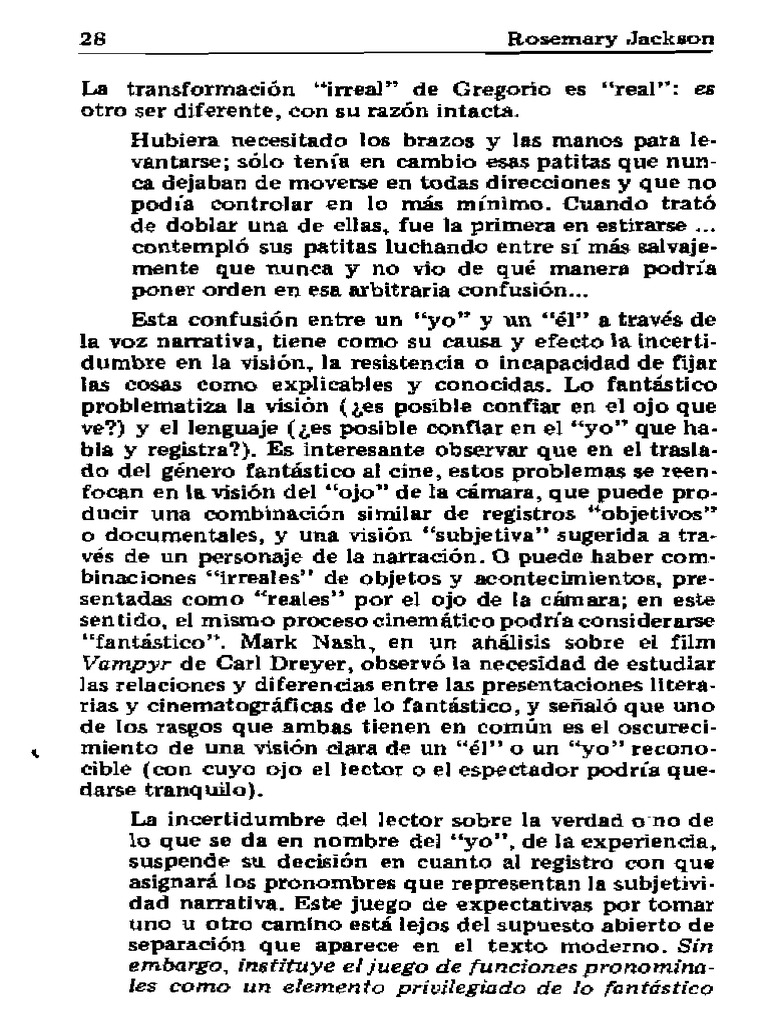 JACKSON, ROSEMARY (1986) “El modo fantástico” en Fantasy. Literatura y