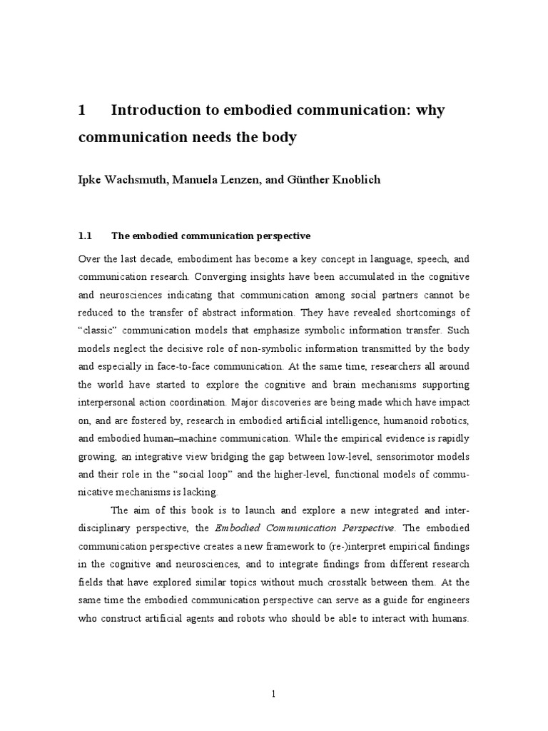 Embodied Communication in Language | PDF | Embodied Cognition ...