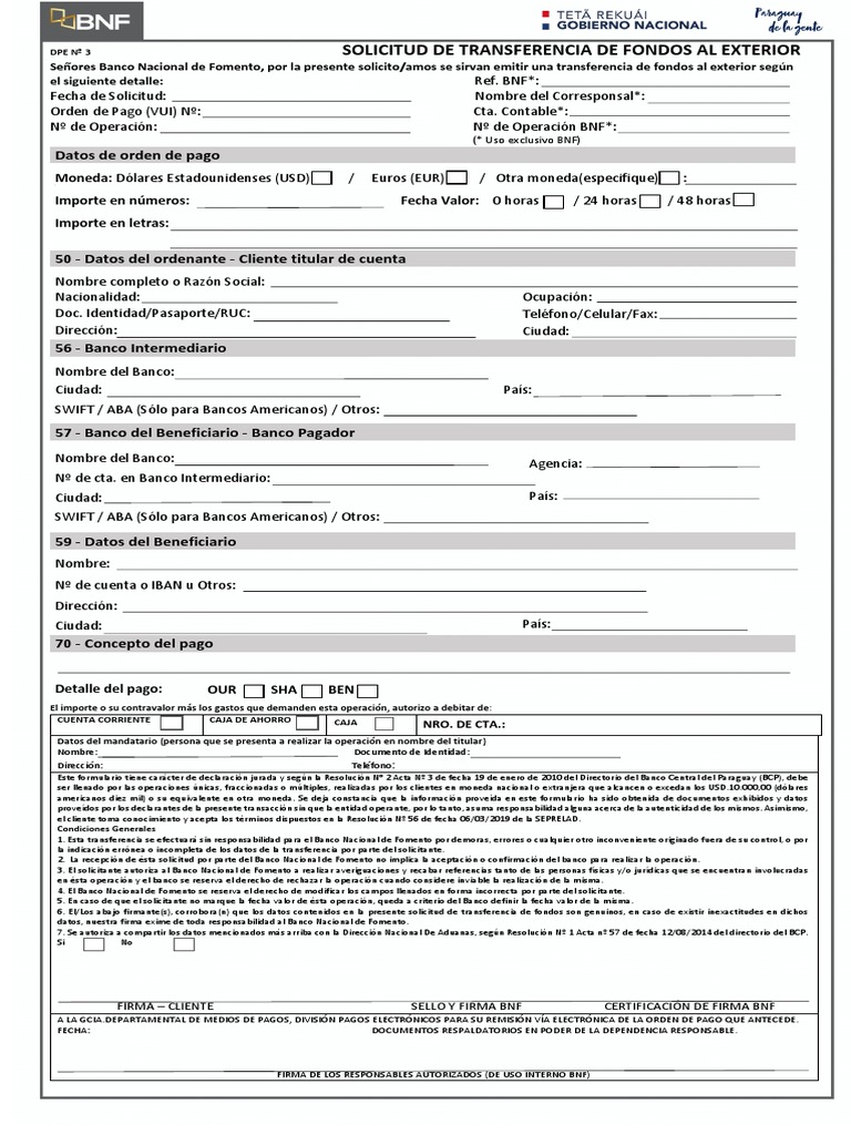 Swift Nueva Solicitud Rellenable Final | PDF | Bancos | Dólar de los ...