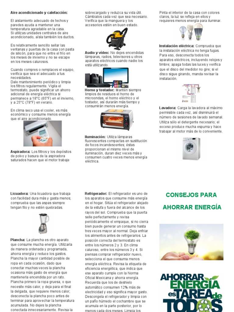 Triptico de Ahorrar Energia | PDF | Uso eficiente de energía | Termostato