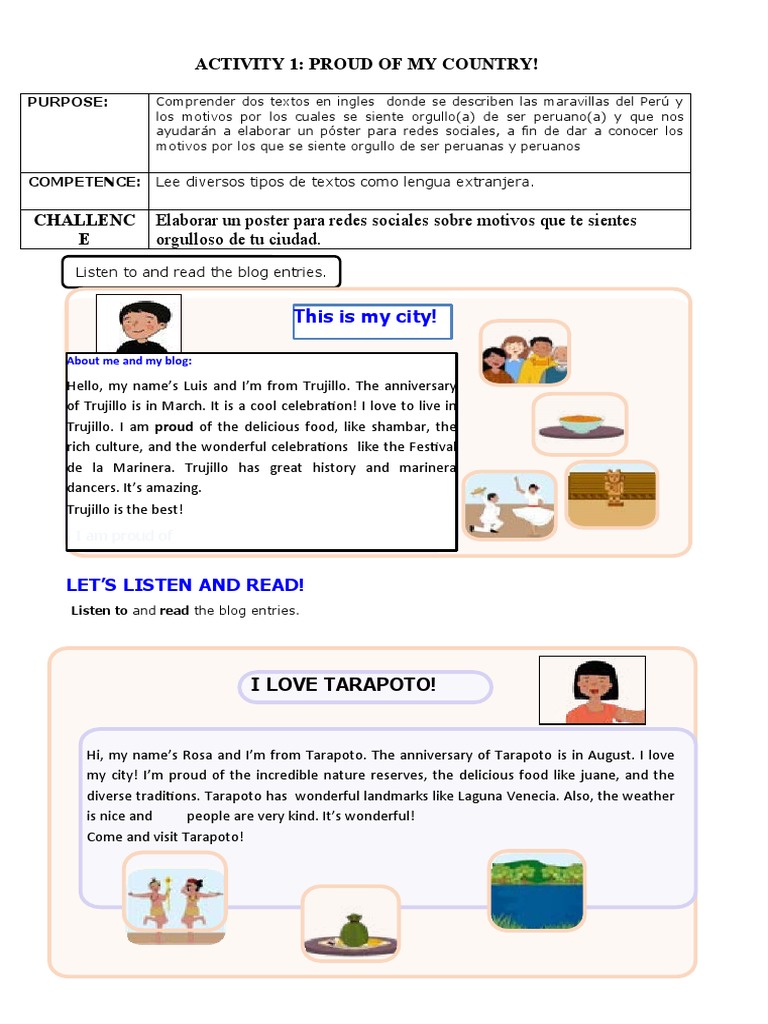 Proud of My Country: Tarapoto | PDF | Social Science | Foreign Language ...