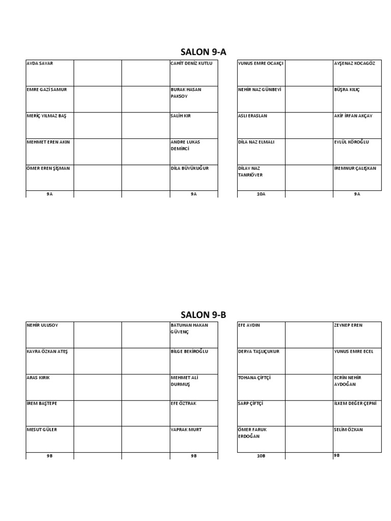 Sinav oturmaplanlari9 10 11 2 2 pdf