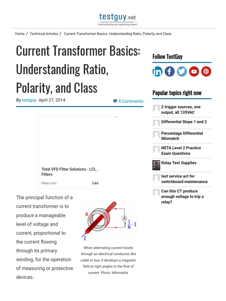 Current Transformer Basics - Understanding Ratio, Polarity, and Class