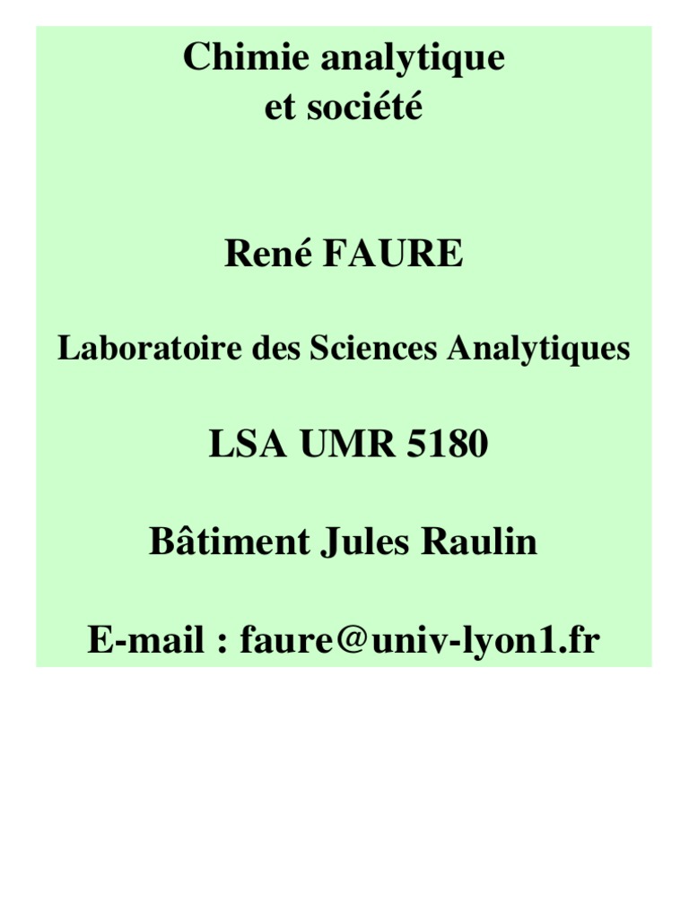 Chimie Analytique et Société | PDF | Chromatographie | Chimie
