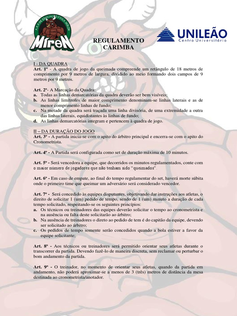 Regulamento Carimba | PDF | Jogos com bola | Jogos de habilidade física