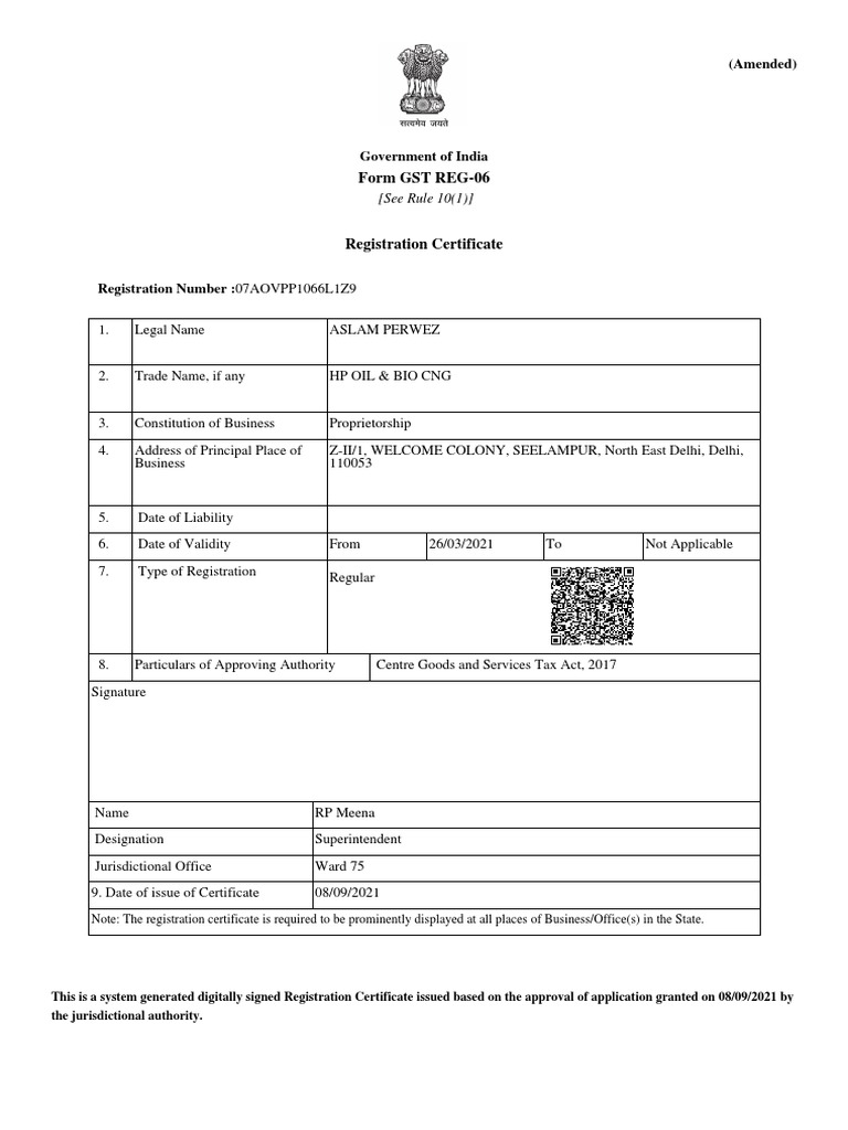 HP Oil GST PDF Business Sole Proprietorship