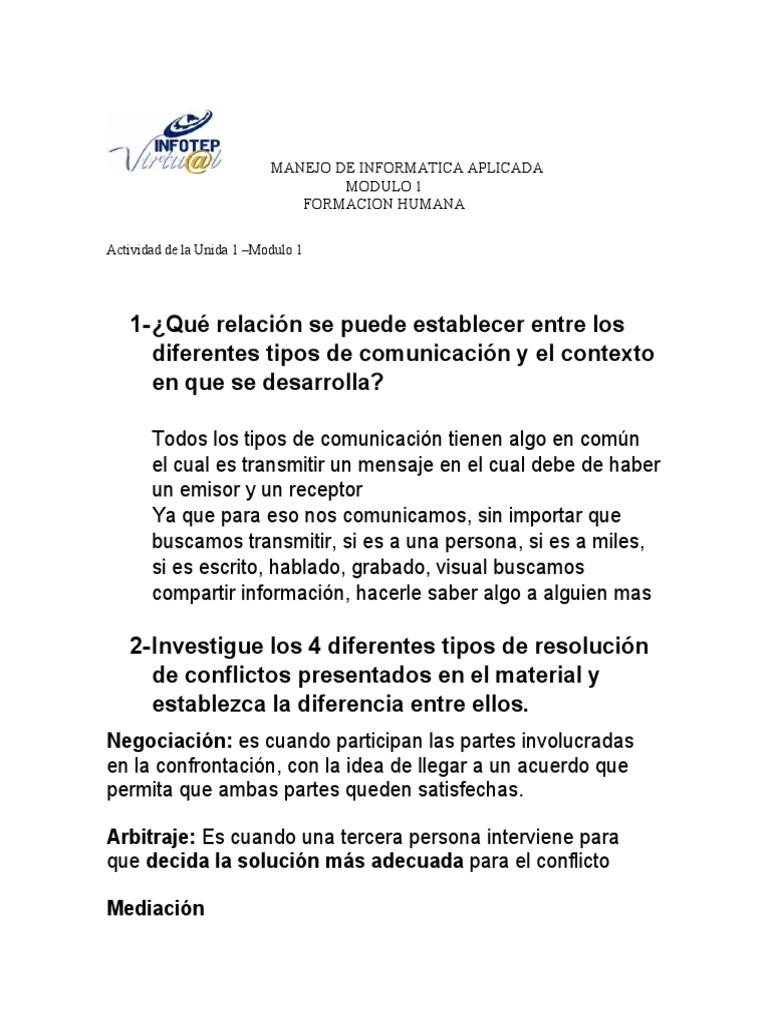 Actividad 3 Modulo 1 Formacion Humana Pdf Liderazgo Comunicación