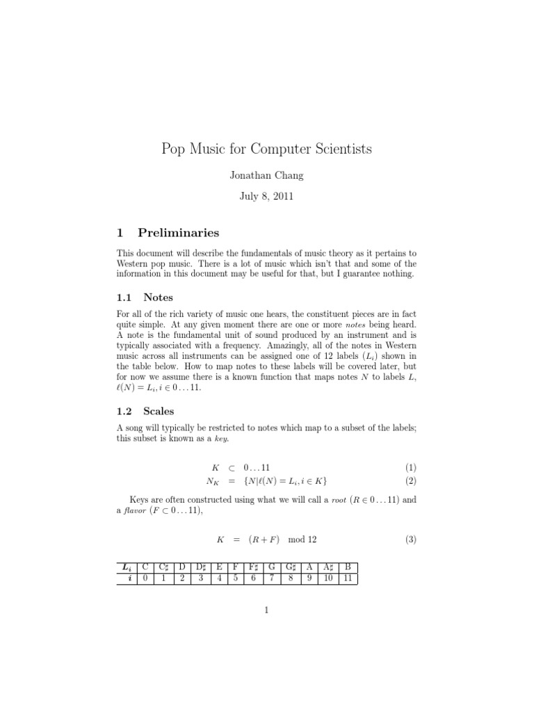 Music For Computer Scientists | PDF | Chord (Music) | Music Theory