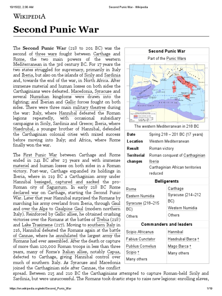 Second Punic War - Wikipedia | PDF | Second Punic War | Punic Wars