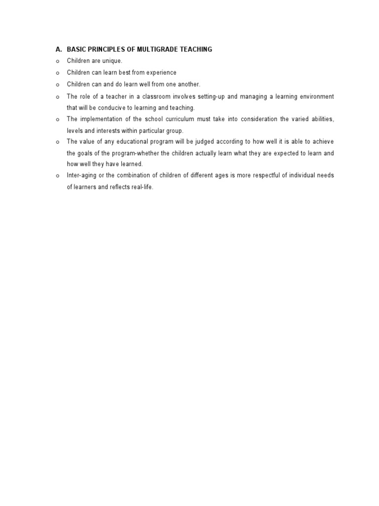 Basic Principles of Multigrade Teaching | PDF