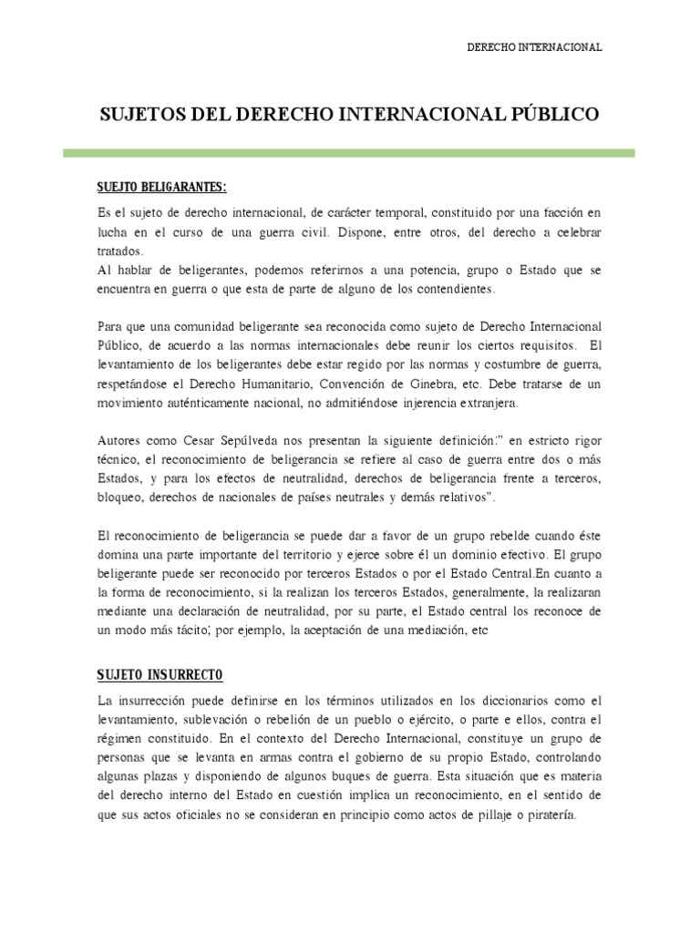 Beligerantes e Insurrectos en Derecho Internacional | PDF | Ley ...