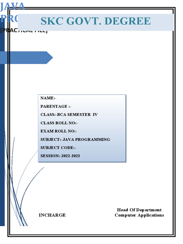 Sem 4th Java Practical File Modify | PDF | Models Of Computation ...