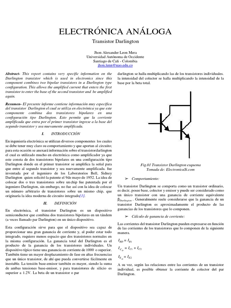 Transistor Darlington PDF Dispositivos